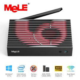 Маленькі настольны мікраПК без вентылятара MeLE PCG35 GLK Intel J4125, 8 ГБ, 128 ГБ, Windows 11 Pro, Два HDMI, VGA, Падтрымка трох экранаў, Gigabit Ethernet, WiFi, PXE, Аўтаматычнае ўключэнне Працуе, Прамысловы IOT Business